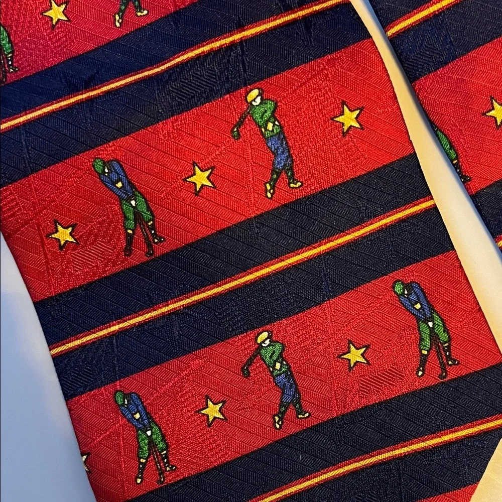 Tommy Hilfiger Red and Blue Golf Pattern Tie 57”